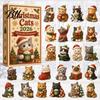24 Day Christmas Countdown Cat Advent Calendar, with Cute Ornaments, Calendar 2D Acrylic Kitty Holiday Decorations, Gift for Kids, Party Favors Gifts