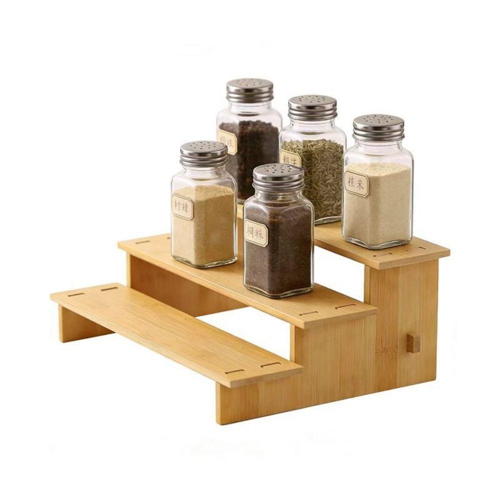 Expandable Kitchen Cabinet Organizer Bamboo Seasoning Organizer Spice Rack Organizer Kitchen
