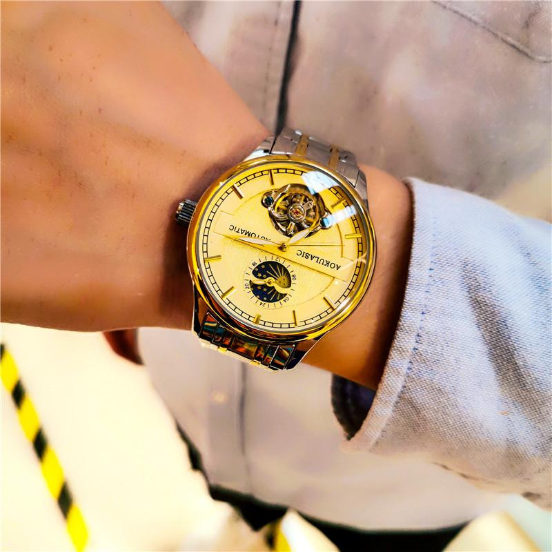 Часы мужские высококачественные красивые трендовые водонепроницаемые турбийонные автоматические механические часы мужские водонепроницаемые светящиеся