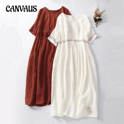 Летнее литературное ретро свободное женское платье с вышивкой больших размеров, простое темпераментное платье