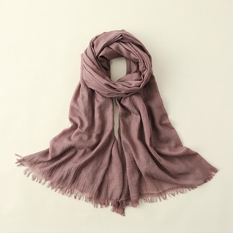 Solid Color Cotton Linen Scarf for Women Lady Literature Anti-sunburn Long Tassel Scarves Autumn Soft Gauze Wrap Shawls New