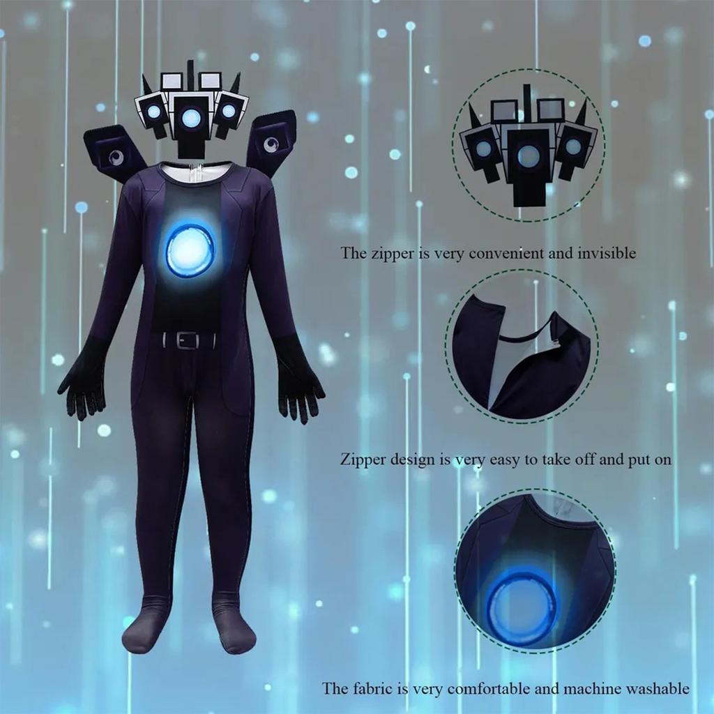 Halloween Cosplay Party Bodysuits With Headwear Cartoon Game Outfit