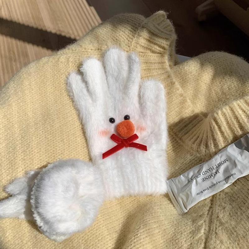 Перчатки с плюшевыми бриллиантами для кошек: Теплые перчатки с раздельными пальцами на осень/зиму для студентов и любителей верховой езды.