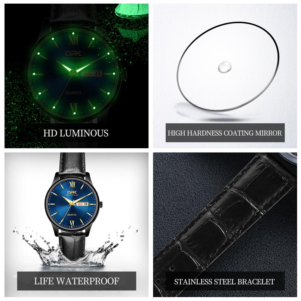 OPK 8132 Elegant Fashion Ladies Wristwatch Dual Calendar Luminous Waterproof Original Women's Dress Quartz Watch