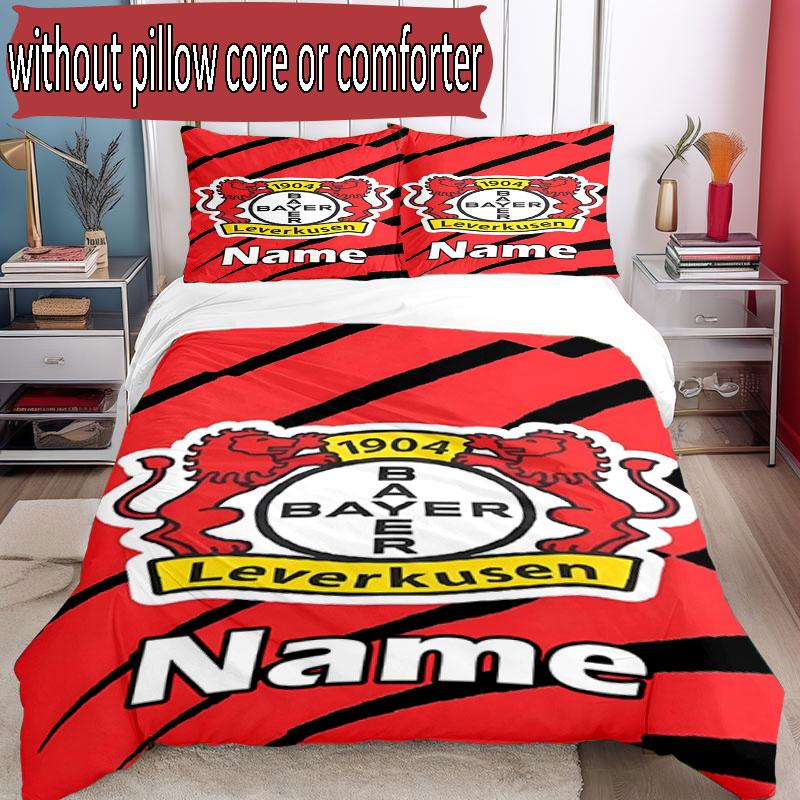 3pcs Duvet Cover Set (1*Duvet Cover + 2*Pillowcase, Without Core), Custom Name Bayer 04 Leverkusen Pattern Bedding Set, Home Bedroom Decor Gift