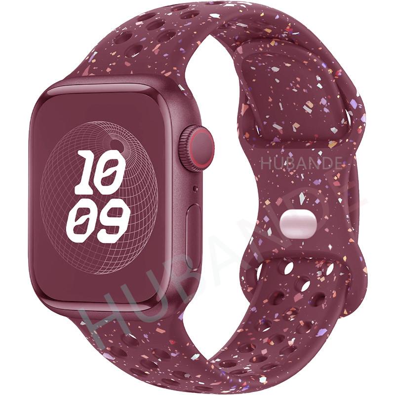 Спортивный ремешок с цветными частицами, резиновый ремешок для Apple Watch 49 мм 46 мм 45 мм 44 мм 42 мм 41 мм 40 мм для IWatch 11 10 9 8 7 6 5 4 3 SE