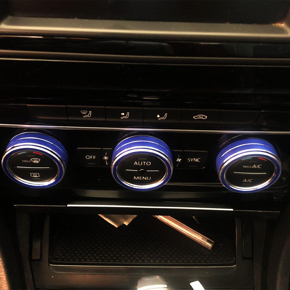 3Pcs/Set Car Air Conditioning Knob Control Switch Decoration Ring Fit For Volkswagen VW Golf 7 MK7 2014- Auto