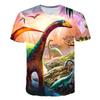 Summer Round Neck Dinosaur Pattern 3D Print Top Fashionable Casual Short Sleeved Men's T-shirts
