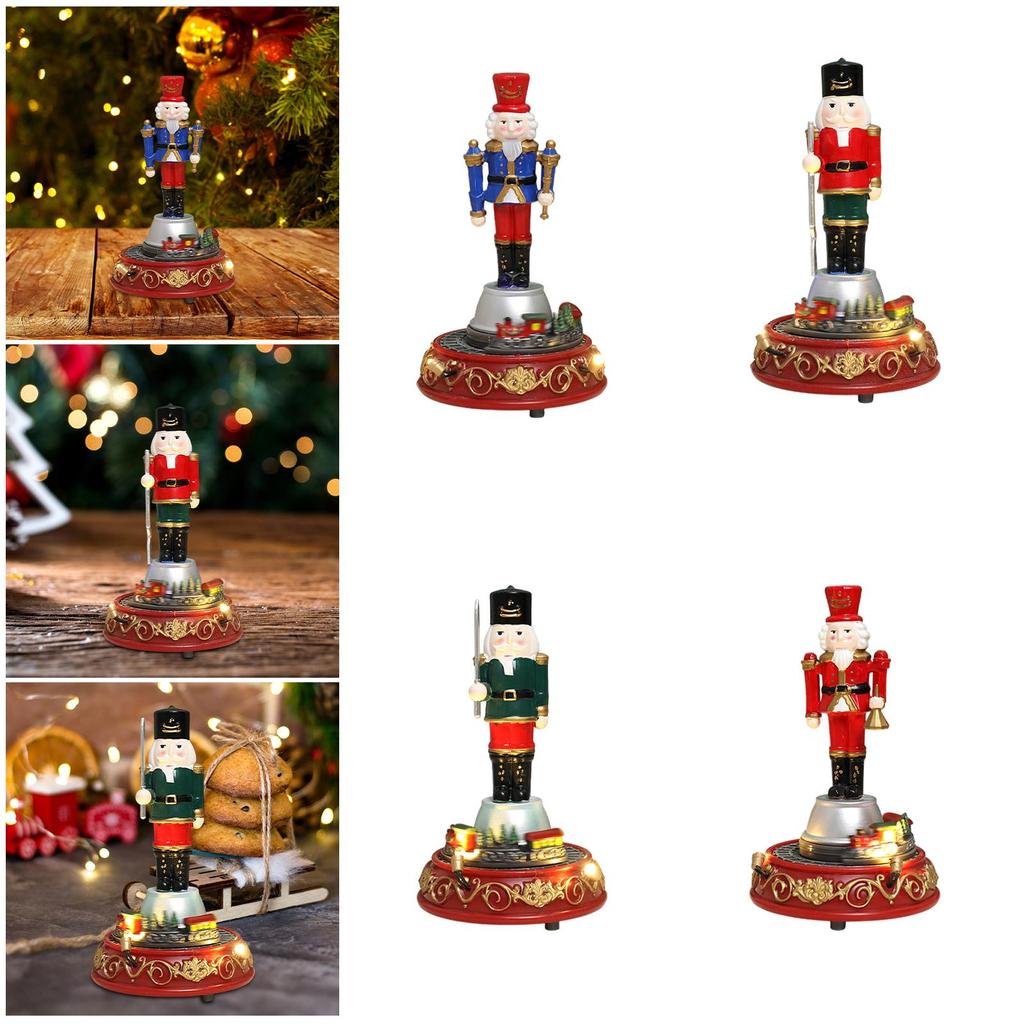 Christmas Nutcracker Statue with Light and Music for Shelf Indoor Bedroom