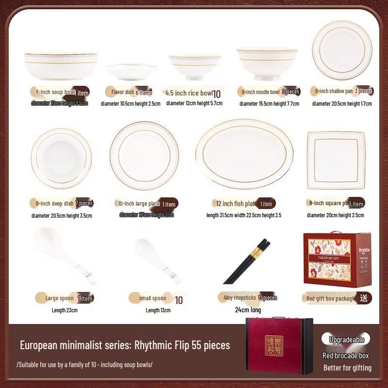 Mode Lanka Rhapsody Gold-Rimmed Ceramic Dinnerware Set