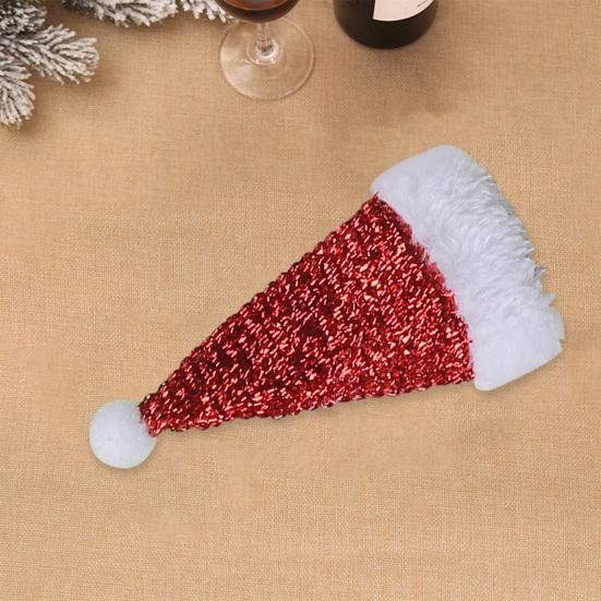 10 шт., мини-шляпа Санта-Клауса, 10 шт., праздничные рождественские украшения для стола, чехлы для вилок, товары для дома