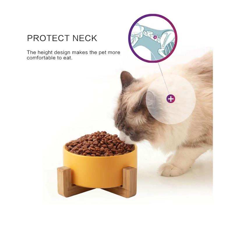 Керамическая миска для собак, противоскользящая миска для домашних животных для собак, диаметр 12,8-20 см, кормушка для кошек и собак с деревянной подставкой, миска для корма для собак, товары для собак