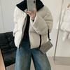High-end white duck down knitted turtleneck down jacket women's short winter loose warm bread clothes tide