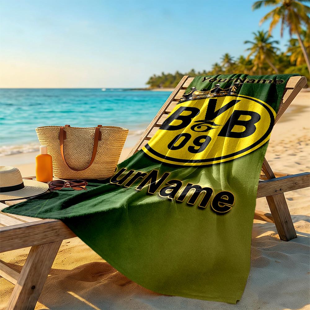 Borussia Dortmund Customize Text Beach Towel High Absorbency & Quick-Dry Perfect for Traveling Yoga Camping and Swimming