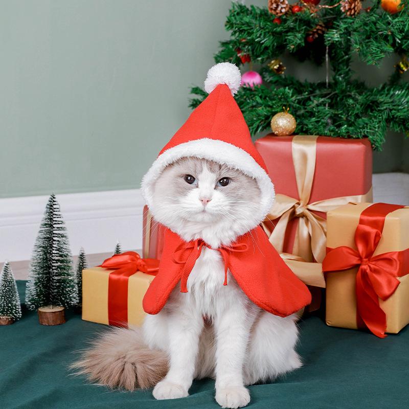 New Cloak British Shorthair Hairless Cat Winter Cat Clothes Christmas Tree Elk Winter Christmas Shawl Pet Clothes