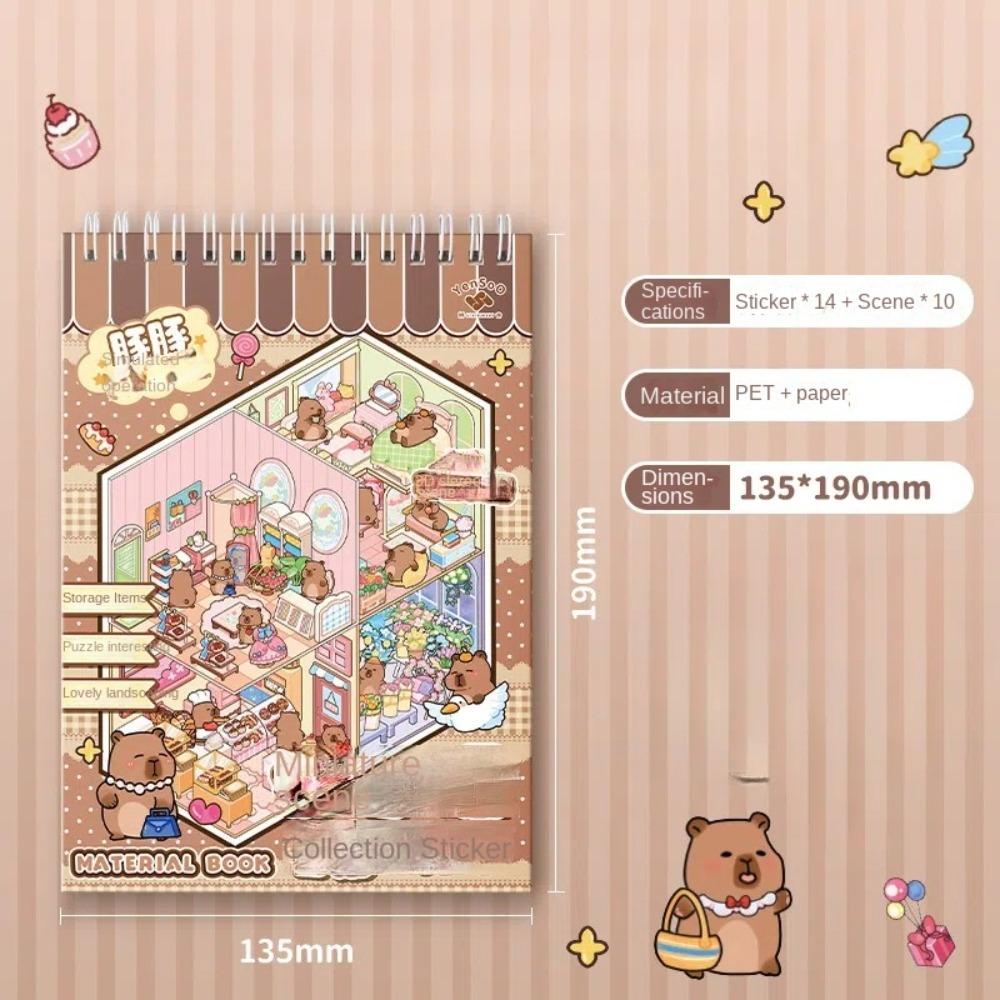 3D Пейзаж Миниатюрные Сценические Наклейки Милый Капибара Карманный Сценический Комплект для Детей Дети