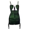 Black Mech Casual Bodycon Dress Women Green Y2K Summer Hollow Out Sexy Sleeveless Spaghetti Strap Beach Midi Dresses Party Robe