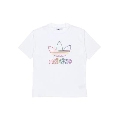 adidas Футболка Originals Pride с логотипом в виде радужного трилистника, мужские топы с короткими рукавами, белые, FI0882