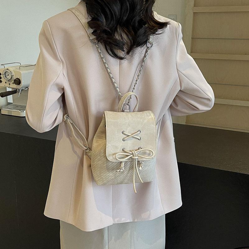 Korean Version Niche Bow Backpack Bag 2025 New Cute Simple Portable Shoulder Bag Casual Versatile Schoolbag