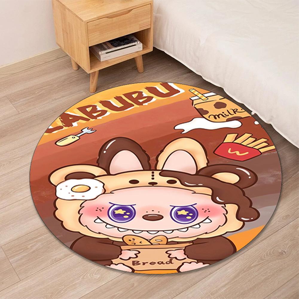 Labubu Printed Round Rug Carpet Chair Rug Area Rug Entryway Doormats,for Office Chair Living Room Bedroom Kitchen Room.