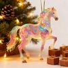 Sparkling Horse Ornament 2D Acrylic Hanging Decor Realistic Christmas Tree Horse Charm Elegant Equestrian Gift for Holiday Tree