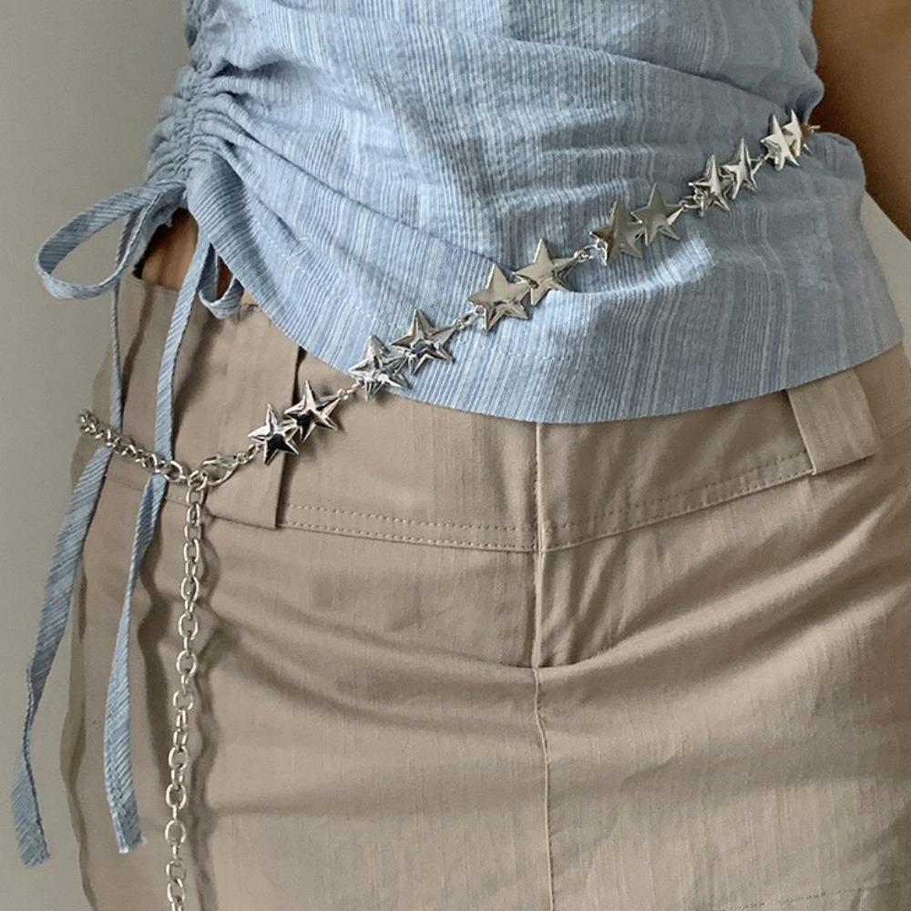 Vintage Pentagram Chain Belt Versatile Skirt Belt Women Decorative Body Jewelry