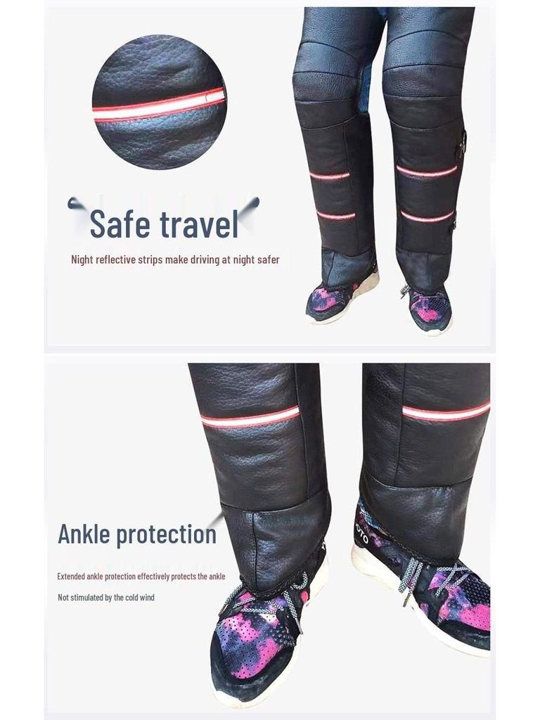 Наколенники из натуральной кожи и шерсти с флисовой подкладкой - Защита от зимнего холода и ветра для езды на мотоцикле и электросамокате