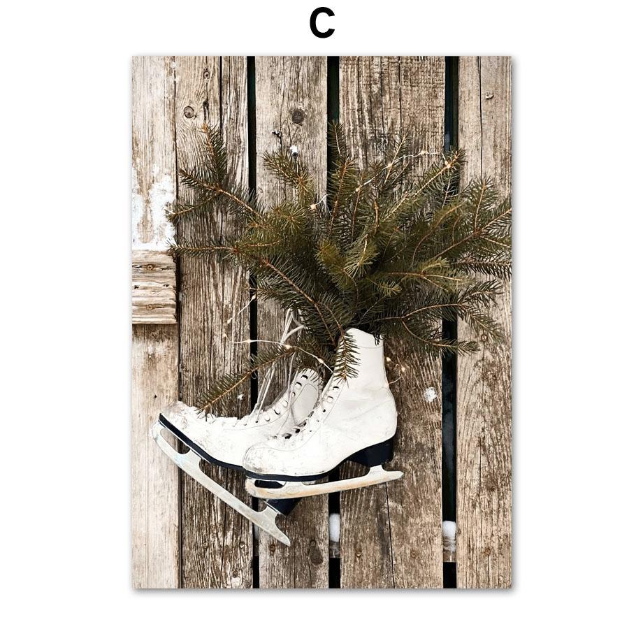 Wall Art Canvas Painting Winter Christmas Tree Deer Heart Pine Livign Room Decoration Posters And Prints Wall Pictures Home Club