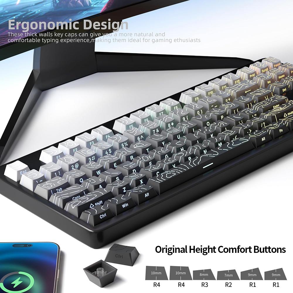 Xiaomi Прозрачная PBT кейкап Cherry Contour с боковой гравировкой контурной линии, подходит для игровых механических клавиатур 61/68/75/84/104