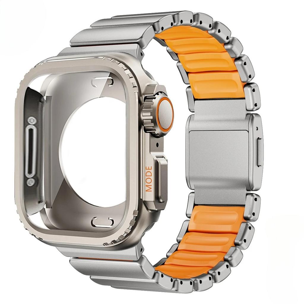 Титановый ремешок + Металлический корпус для Apple Watch Band Ultra 3/2 49 мм 46 мм 45 мм 44 мм Сплав Корпус-Чехол для Iwatch Серии 11 10 9 8 7 SE3