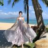 Платье holiday style 1011 весенняя новая модель топ-труба длинное платье фиолетовая сетчатая юбка