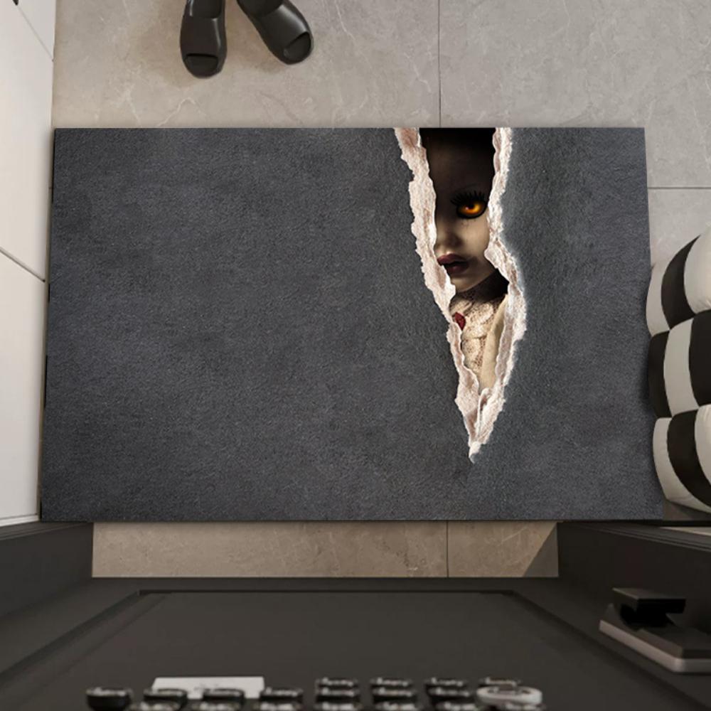 Terrifying Sewer Ghost Door Mat Scary NonSlip Rug for Entrance Living Room Bedroom Kitchen Terror Theme Halloween Welcome Rug