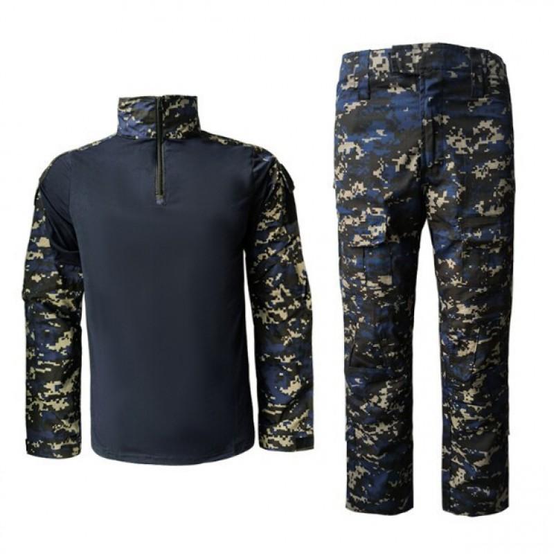 Mens Tactical Cargo Pants With Knee Pads Outdoor Training Combat Uniform Set Camo