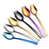 Kitchen Tools Stainless Steel Fruit Fork Dessert Forks for Cake Snack Salad Fork Spoon 2 In 1 Colorful Bento Accessories Supply