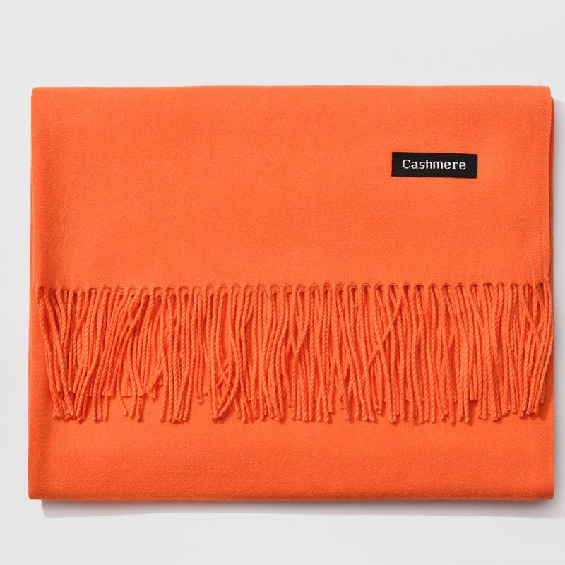 2024 Autumn/Winter Women's Solid Color Faux Cashmere Shawl & Snood Scarf Set