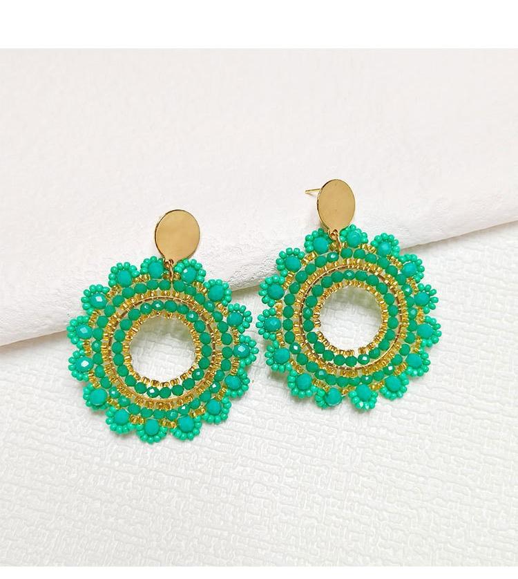 High-Grade Bohemian Style Drop Earrings Handmade with Gold Plating Stainless Steel Glass Rice Beads New Flower Design