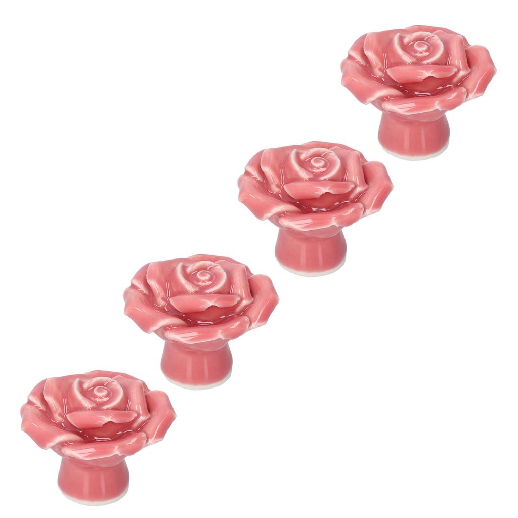 4 шт. Ручка в форме розы Современная керамическая мебельная ручка для дома, гостиной, спальниРозовая