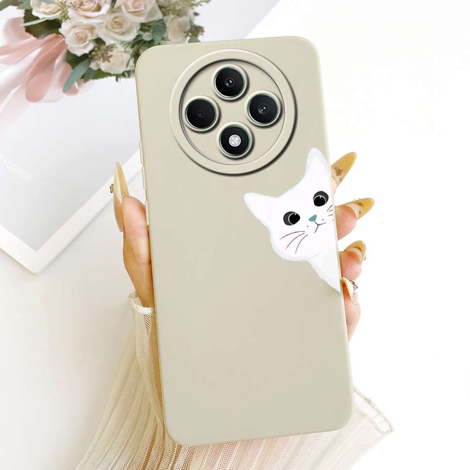 Чехол для OPPO Reno 12F 5G Прозрачный Милый Кот OPPO Reno12 F Reno12F Reno 12 F 5G CPH2637 Ударопрочный Мягкий Чехол для Телефона Полная Защита