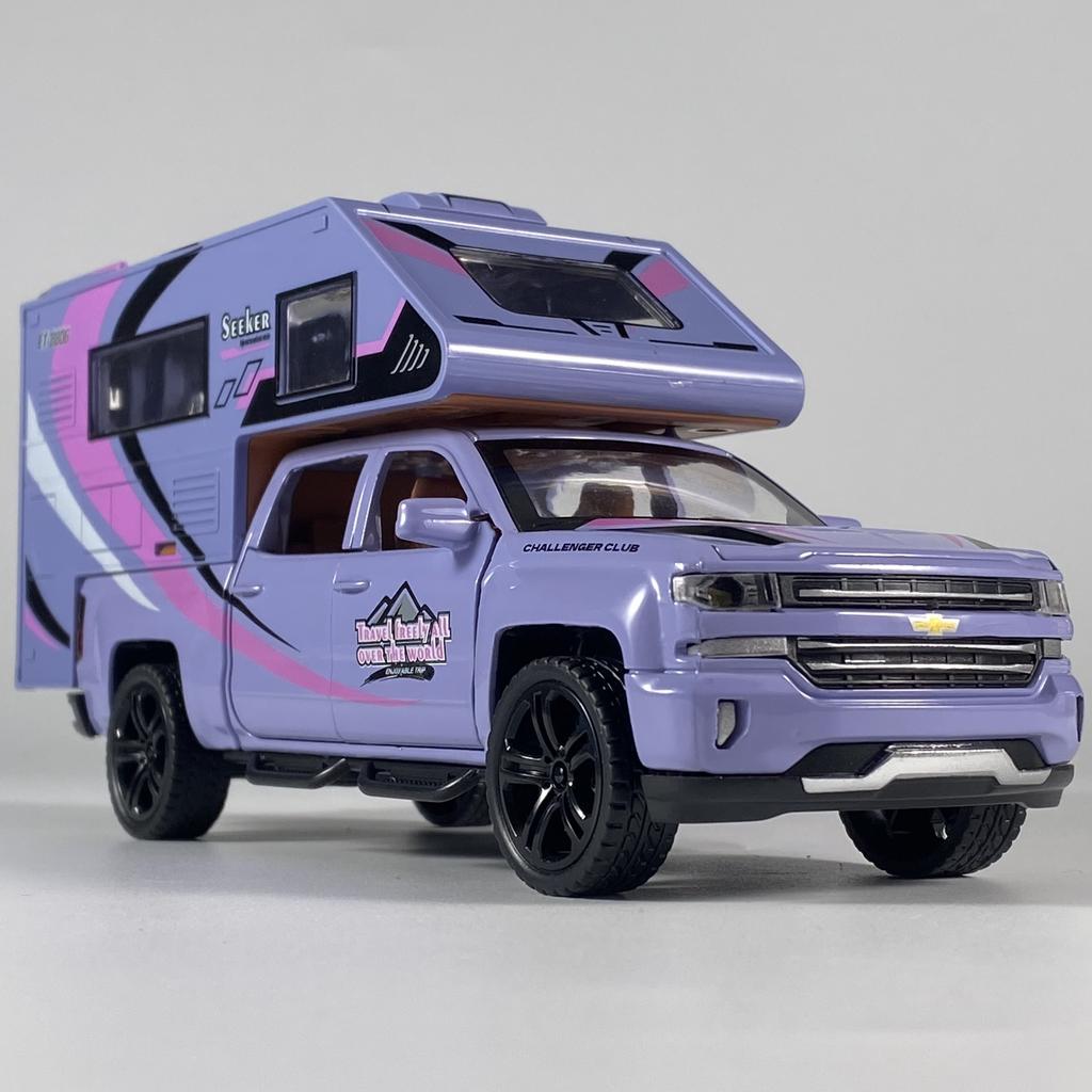 1:32 Chevrolet Blazer Chalet 1976 Кемпинг RV Литой Металлический Модель Симуляция Звука и Света Детская Игрушка Коллекция Подарки Для Мальчиков