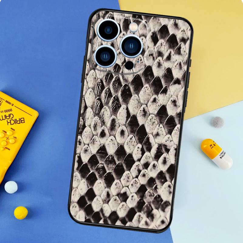 Snake Texture Phone Case For iPhone 17 16 15 14 13 11 12 Pro Max mini 15 16 Plus 16e 17 Air Bumper Cover