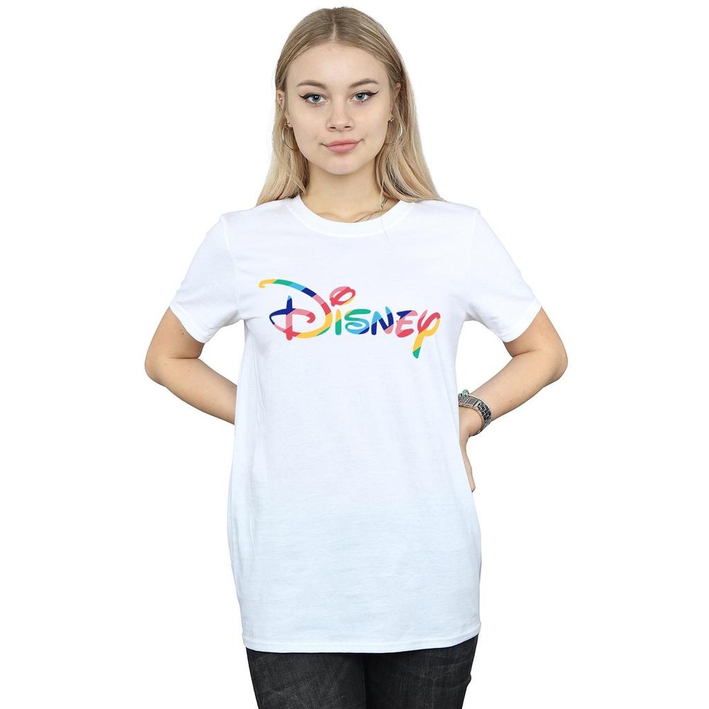 Disney Womens/Ladies Rainbow Logo Cotton Boyfriend T-Shirt
