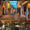 Обои Европа Город Фреска Уличный Пейзаж Постер Фреска Ресторан Кафе Интерьер Фон Домашний Декор