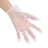Girls White Faux Silk Transparent Black Ultra Thin Opera Gloves Finger Gloves Mesh Short Gloves