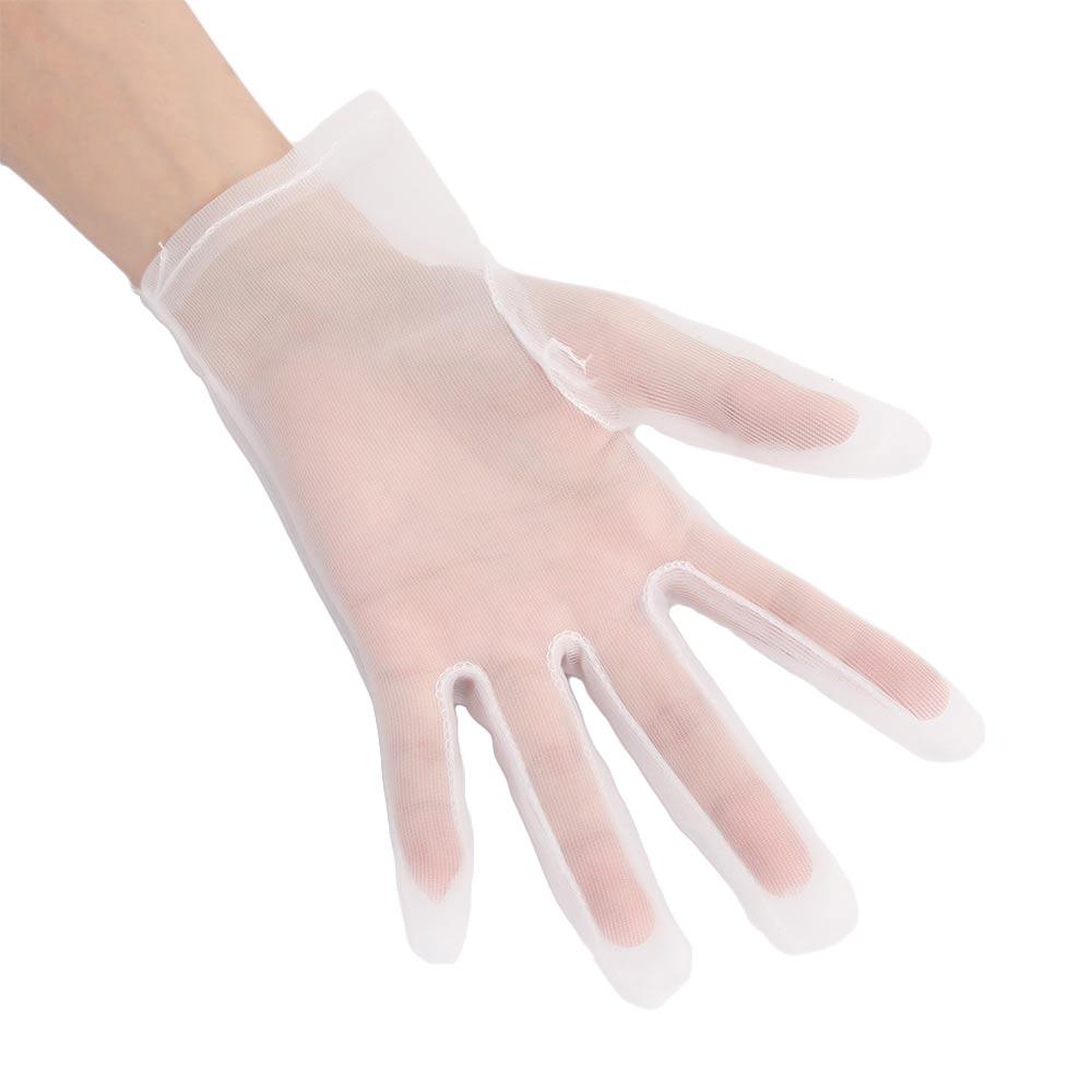 Girls White Faux Silk Transparent Black Ultra Thin Opera Gloves Finger Gloves Mesh Short Gloves