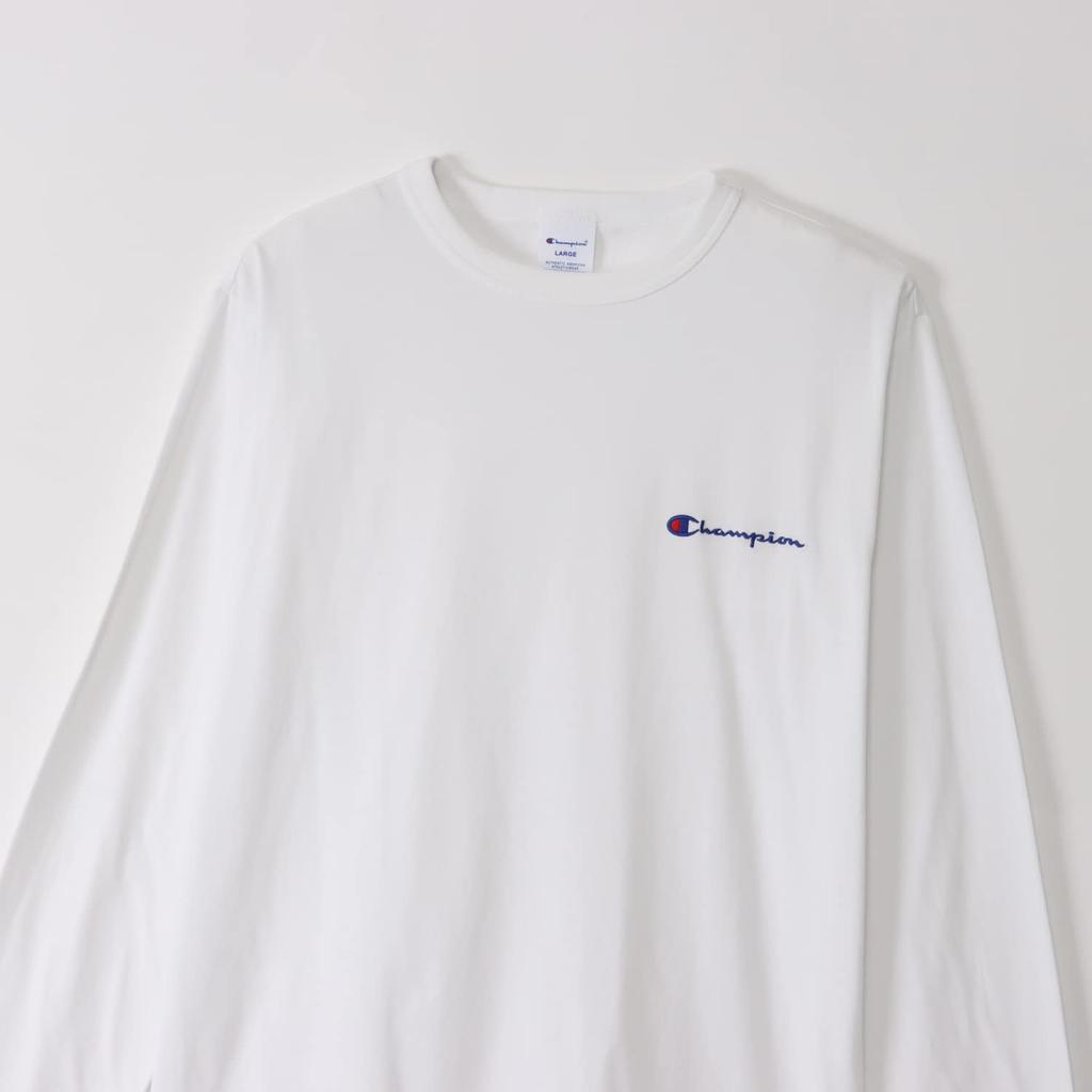 Long Long Round Script Long Sleeve Basic M [Champion] T-shirt, Sleeve, Neck, 100% Cotton, Embroidery, Logo, T-Shirt, C8-W420Z, Men's, White,