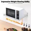 Stainless Steel Microwave Shelf Wall Mount, 18kg Load Kitchen Storage Rack with Hooks for Home Commercial Use