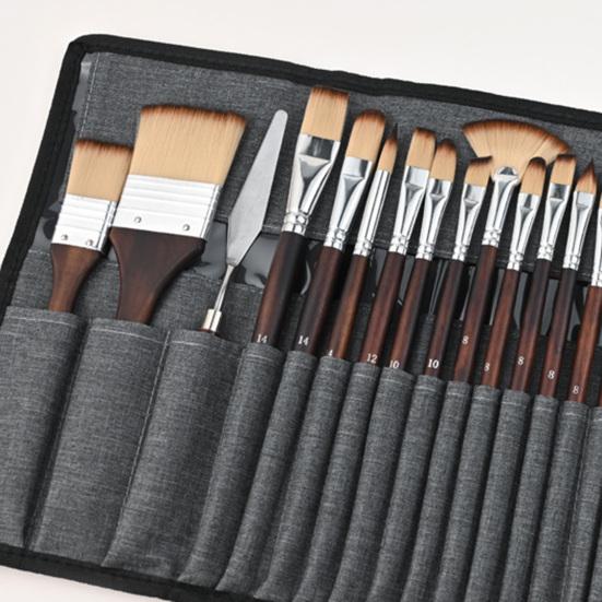 26Pcs Nylon Paint Brush Set Watercolor Acrylic Paint Brushes with Flat Round Fan Shapes Portable Paintbrush Kit for Students Artists Oil Painting