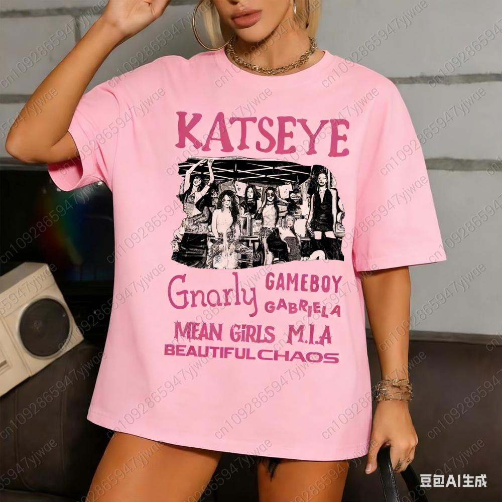 Retro Katseye Beautiful Chaos TShirt Short Sleeve Tee Gift For Women Unisex Oversized Graphic Short Sleeve Shirt Unisex Unisex Women