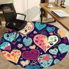 1PC Heart Love Office Round Area Rug, Mat Suitable For Office, Under Office Chairs Bedroom Living Room Home Decor, Room Deco