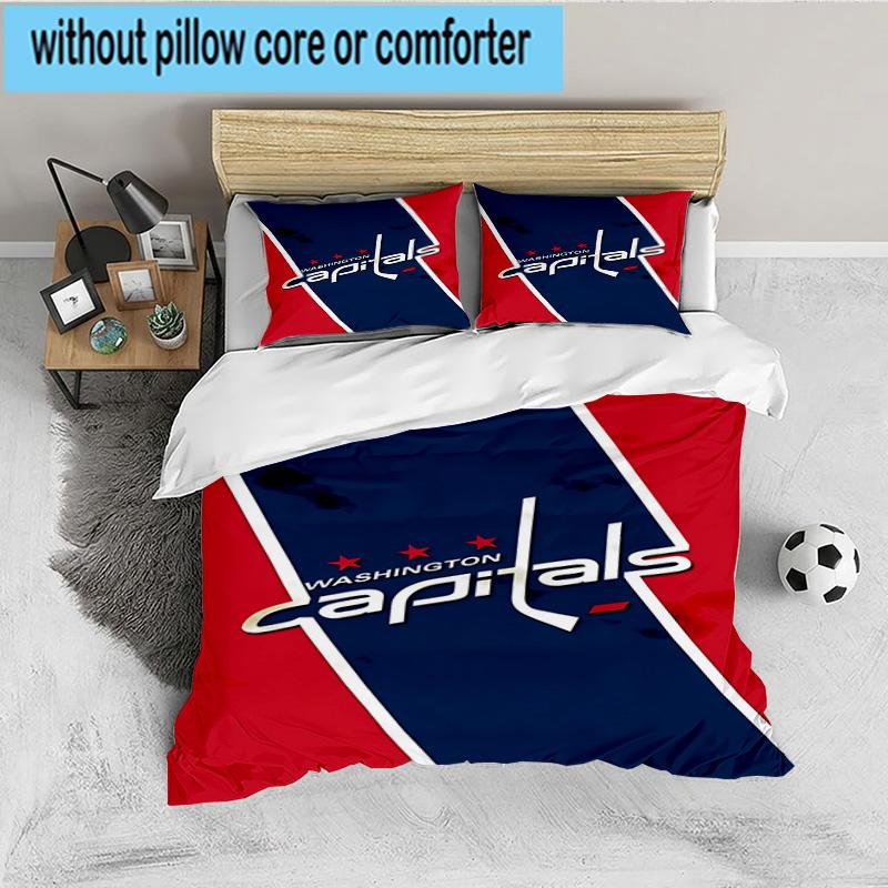 Capitals ice hockey 3PCS Bedding set,Ideal for 1pc Duvet Cover And 2pcs Pillowcases Perfect for Fan gift,Ideal for Bedroom, Dormitory